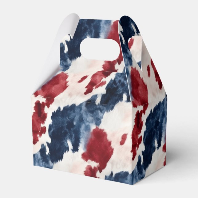 Red White Blue Cowhide Favour Box (Front Side)