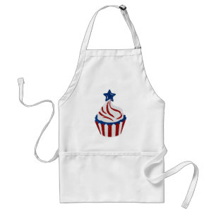 Red, White & Blue Cupcake July 4 Glitter Standard Apron