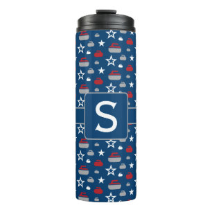 Red, White & Blue Curling Rocks Thermal Tumbler