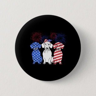 Red White Blue Dachshund Dog Usa Flag Firework 4th 6 Cm Round Badge