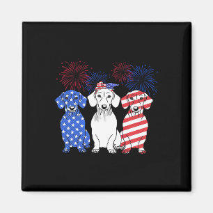 Red White Blue Dachshund Dog Usa Flag Firework 4th Magnet
