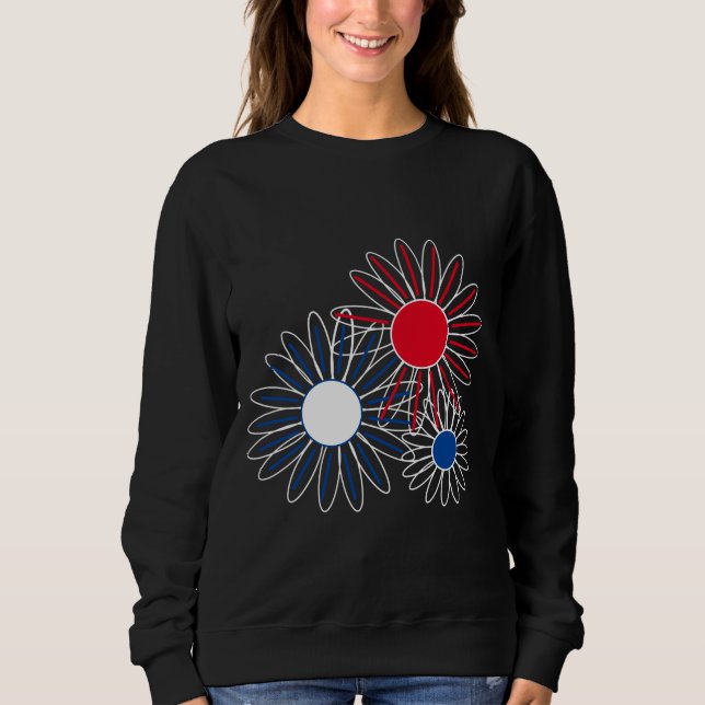 Red, White, Blue Daisies T-Shirt Sweatshirt (Front)