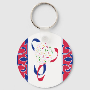Red, White, & Blue, Damask Favour Keychain