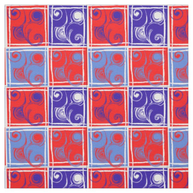 Red, White, & Blue Designer Fabric by Serenity (Swatch)