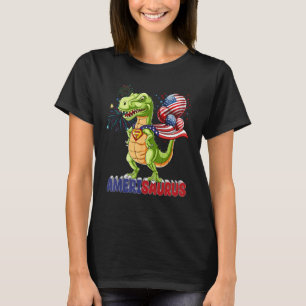 Red White Blue Dinosaur Amerisaurus Firework 4th O T-Shirt