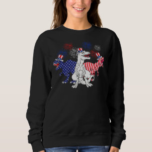 Red White Blue Dinosaur Patriotic Rex 4th Of July Sweatshirt