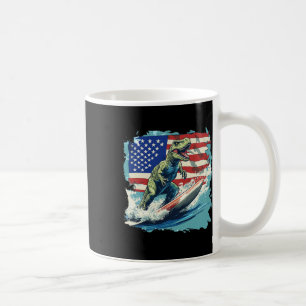 Red White Blue Dinosaur Surfing For Patriotic Juri Coffee Mug