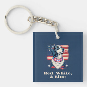 Red, White, & Blue Dog Key Ring