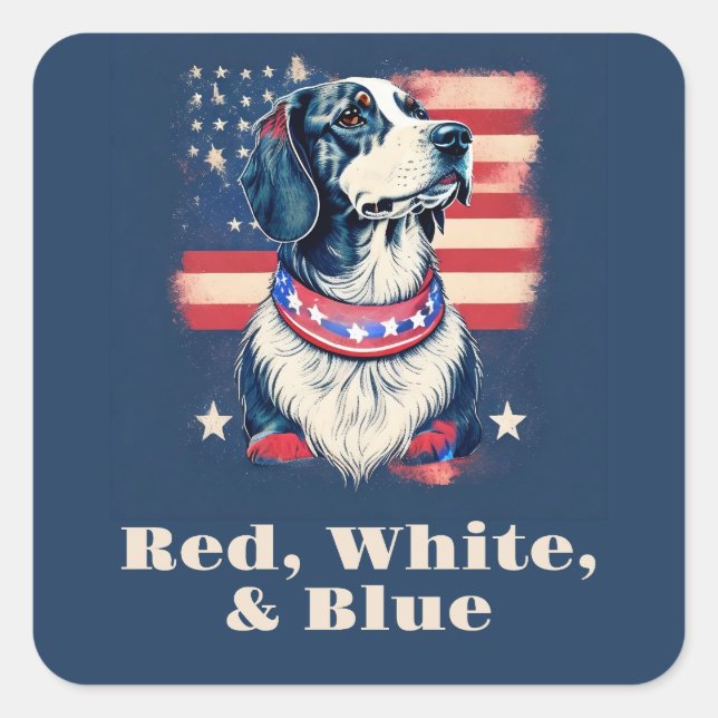 Red, White, & Blue Dog Square Sticker (Front)