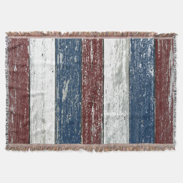 Red White Blue Driftwood Throw Blanket (Front)