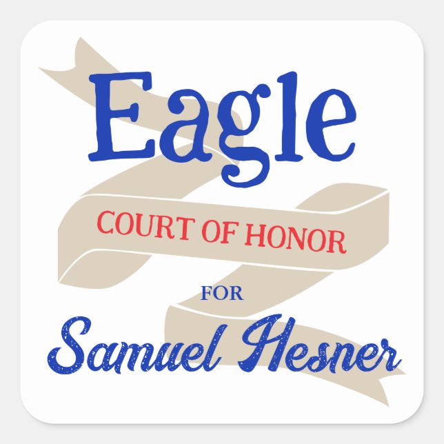 Red, White, Blue Eagle Scout Court of Honor Party Square Sticker (Front)