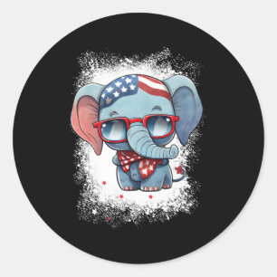 Red White Blue Elephant American Flag 4Th Of July Classic Round Sticker