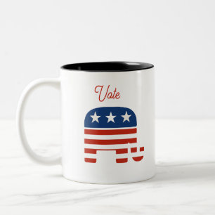 Red White Blue Elephant Midterms Election Season Two-Tone Coffee Mug
