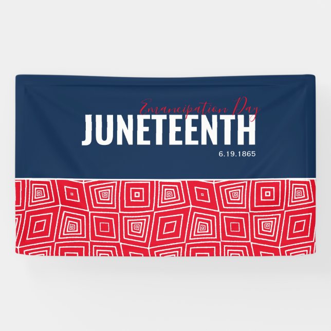 Red White Blue Emancipation Day June 19 JUNETEENTH Banner (Horizontal)