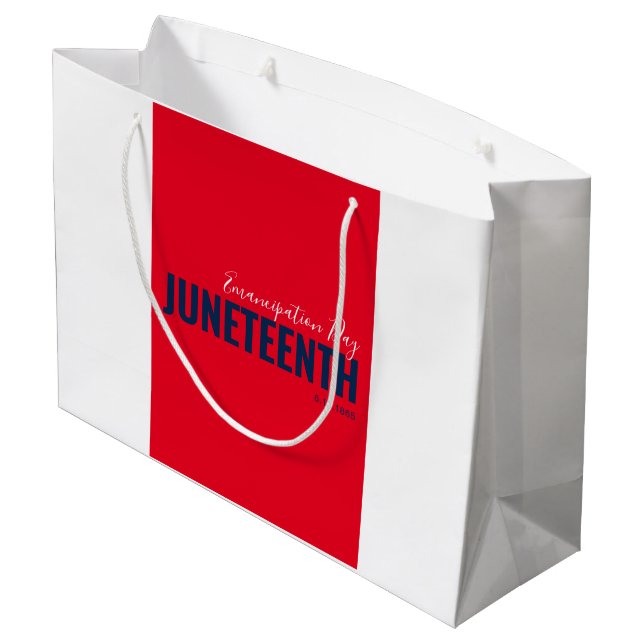 Red White Blue Emancipation Day June 19 JUNETEENTH Large Gift Bag (Back Angled)
