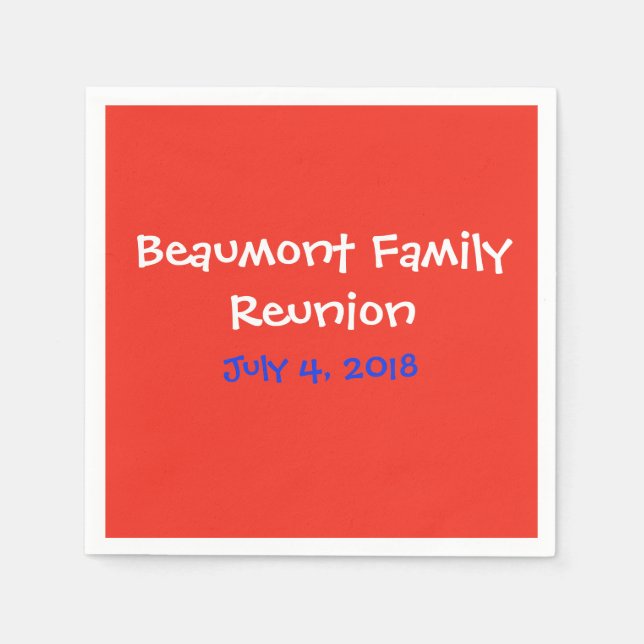 Red White Blue Family Reunion Napkin (Front)
