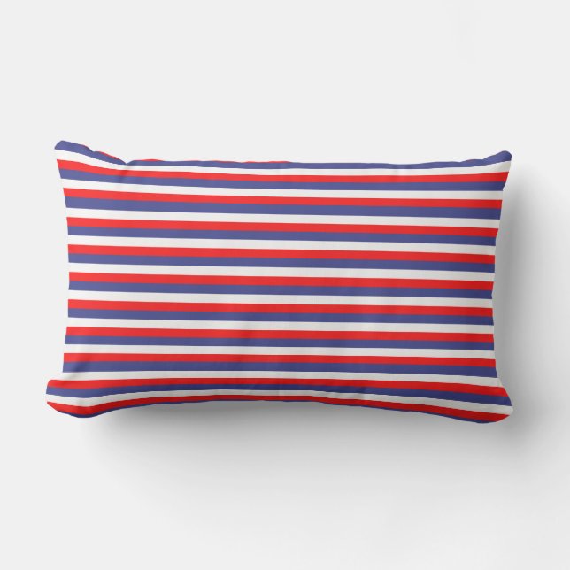 Red, White & Blue Festive Fourth Of July Striped Outdoor Cushion (Front)