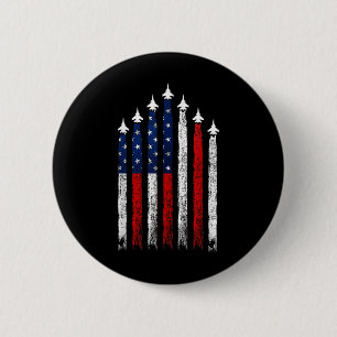 Red White Blue Fighter Jets 4th Of July Usa Flag 6 Cm Round Badge