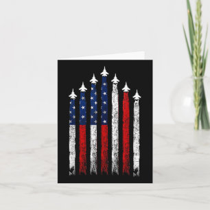 Red White Blue Fighter Jets 4th Of July Usa Flag Card