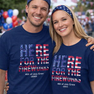 Red White Blue Fireworks 4th of July Family Crew  T-Shirt