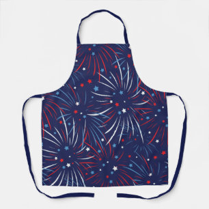 Red White Blue Fireworks Stars Apron