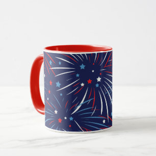 Red White Blue Fireworks Stars Mug