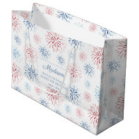 Red White Blue Fireworks Wedding Party Thank You