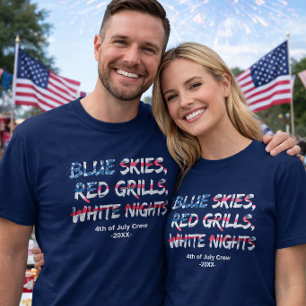 Red White Blue Flag 4th of July Family Crew  T-Shirt