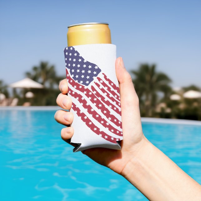 Red White Blue Flag Design Seltzer Can Cooler (In Situ Pool)