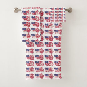 Red White Blue Flag Pattern Design Bath Towel Set
