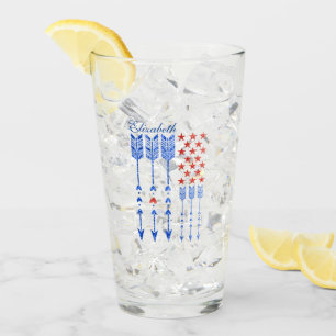 Red, white, blue, flag, stars, arrows, 4th of July Glass