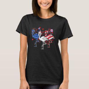 Red White Blue Flamingo 4th Of July Patriot Us Ame T-Shirt