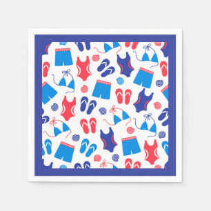 Red White Blue Flip Flop Swimsuit Pattern Napkin