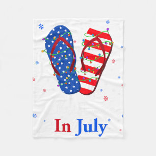 Red White Blue Flip Flops Usa Flag Lights Christma Fleece Blanket