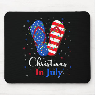 Red White Blue Flip Flops Usa Flag Lights Christma Mouse Pad