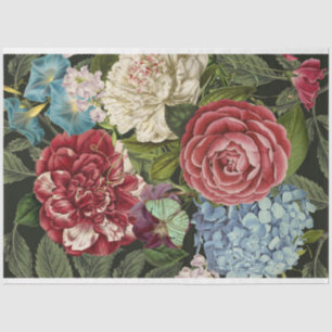 Red white blue floral-bouquet decoupage tissue paper