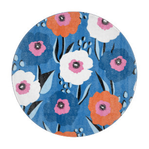 Red White Blue: Floral Scandinavian. Cutting Board