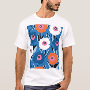 Red White Blue: Floral Scandinavian. T-Shirt