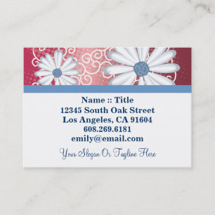 Red White Blue Floral Tribal Daisy Tattoo Pattern Business Card