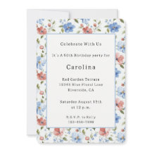 Red White Blue Flowers Birthday