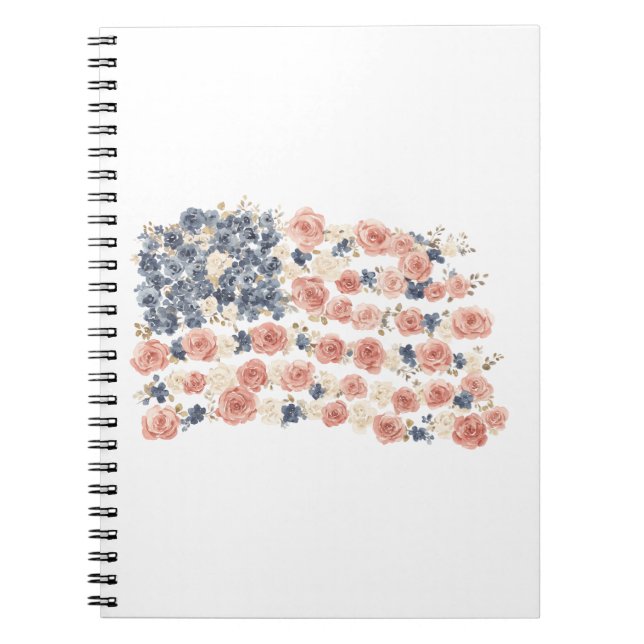 Red White Blue Flowers Notebook (Front)