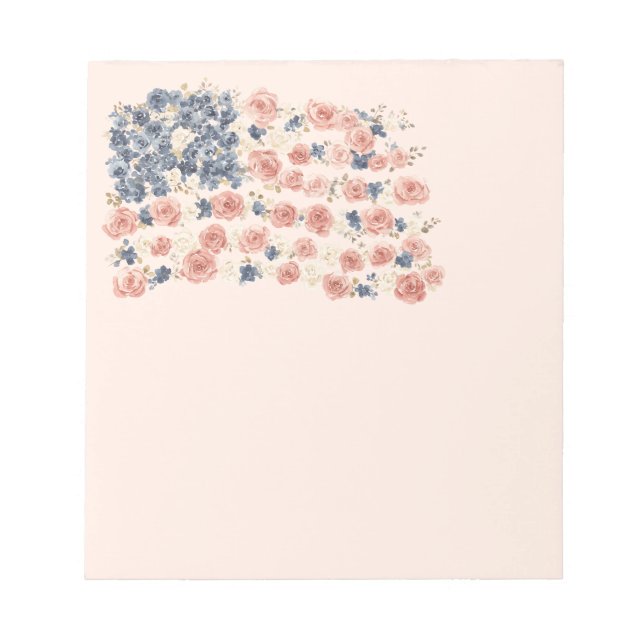 Red White Blue Flowers Notepad (Front)