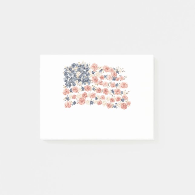 Red White Blue Flowers Post-it Notes (Front)