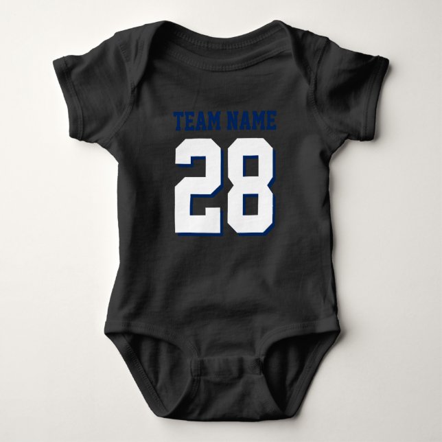 Red White Blue Football Jersey Sports Baby Romper Bodysuit (Front)