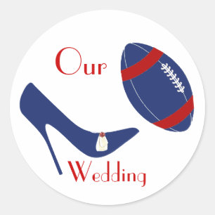 Red, White, & Blue Football Themed Wedding Sticker