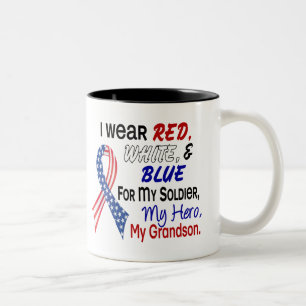 Red White Blue For My Grandson Two-Tone Coffee Mug