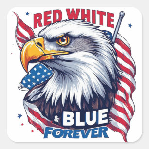 Red White & Blue Forever American Flag Patriotic Square Sticker