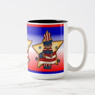 Red White & Blue Fourth Of July Bear Mug