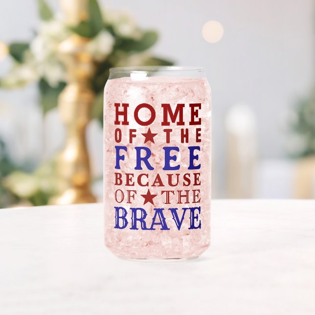 Red White Blue Fourth Of July Can Glass (Insitu (Wedding))