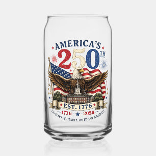 Red White Blue Fourth Of July Can Glass